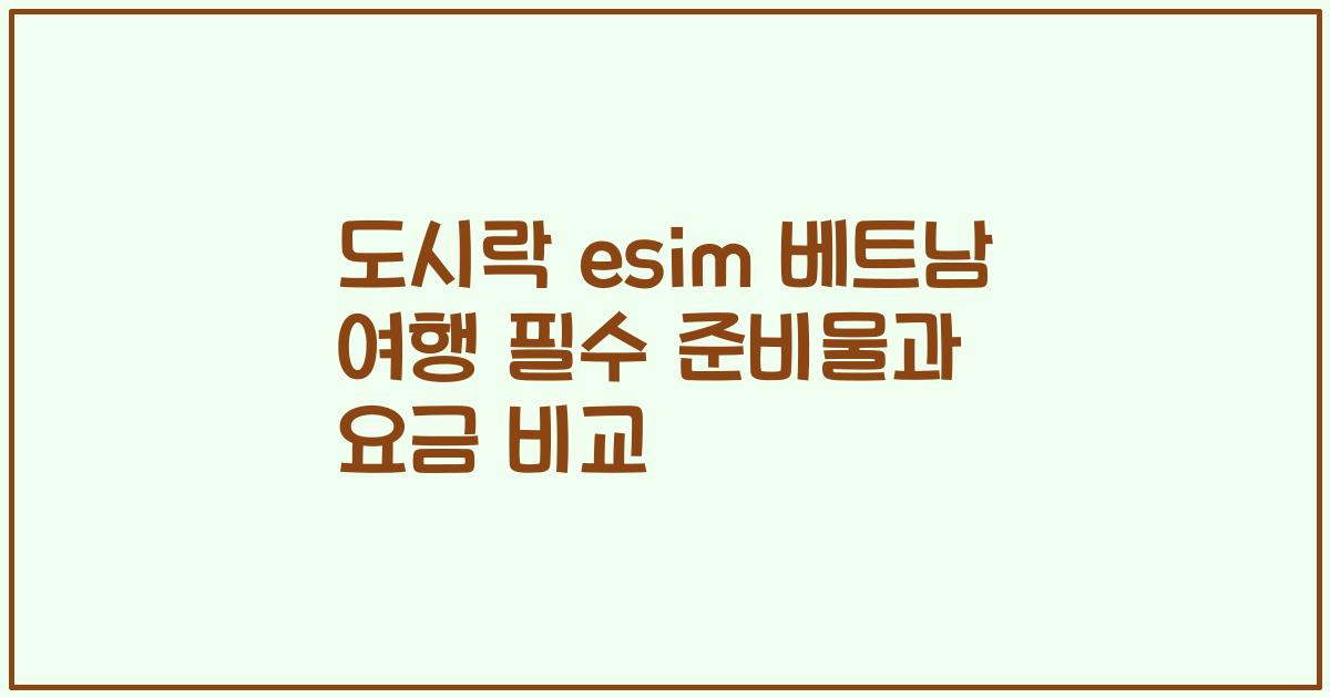 도시락 esim 베트남 여행 필수 준비물과 요금 비교
