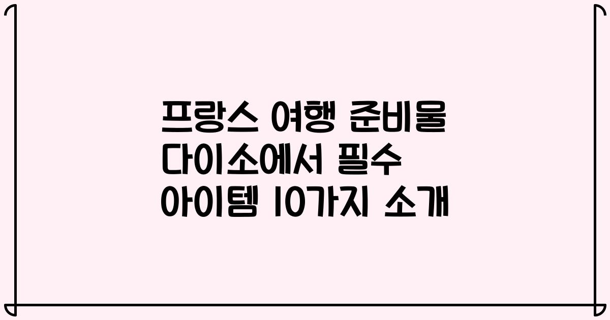 프랑스 여행 준비물 다이소에서 필수 아이템 10가지 소개
