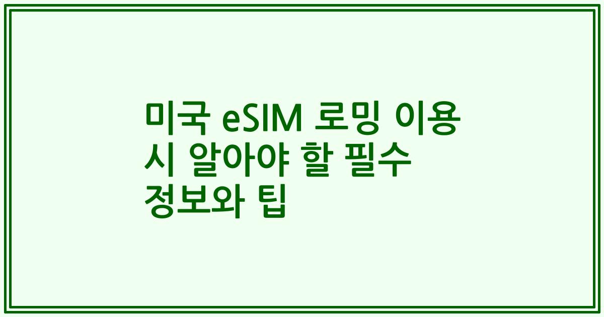 미국 eSIM 로밍 이용 시 알아야 할 필수 정보와 팁